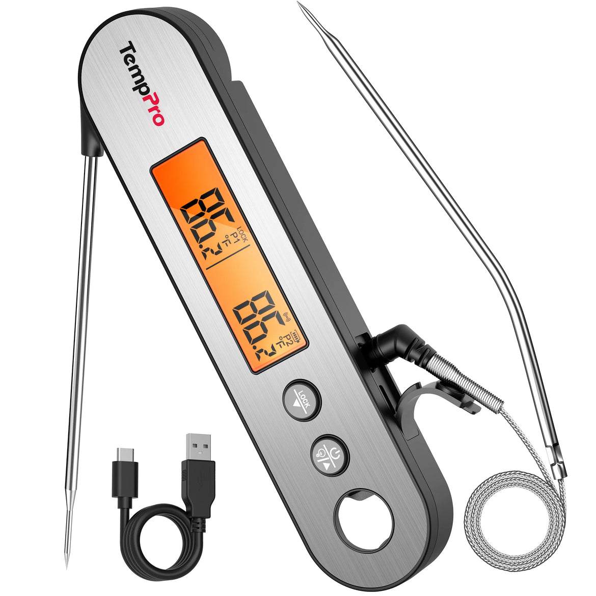 Thermomètre à viande TempPro TempSwift PLUS TP610 sans fil — Sonde pour four, alarme instantanée