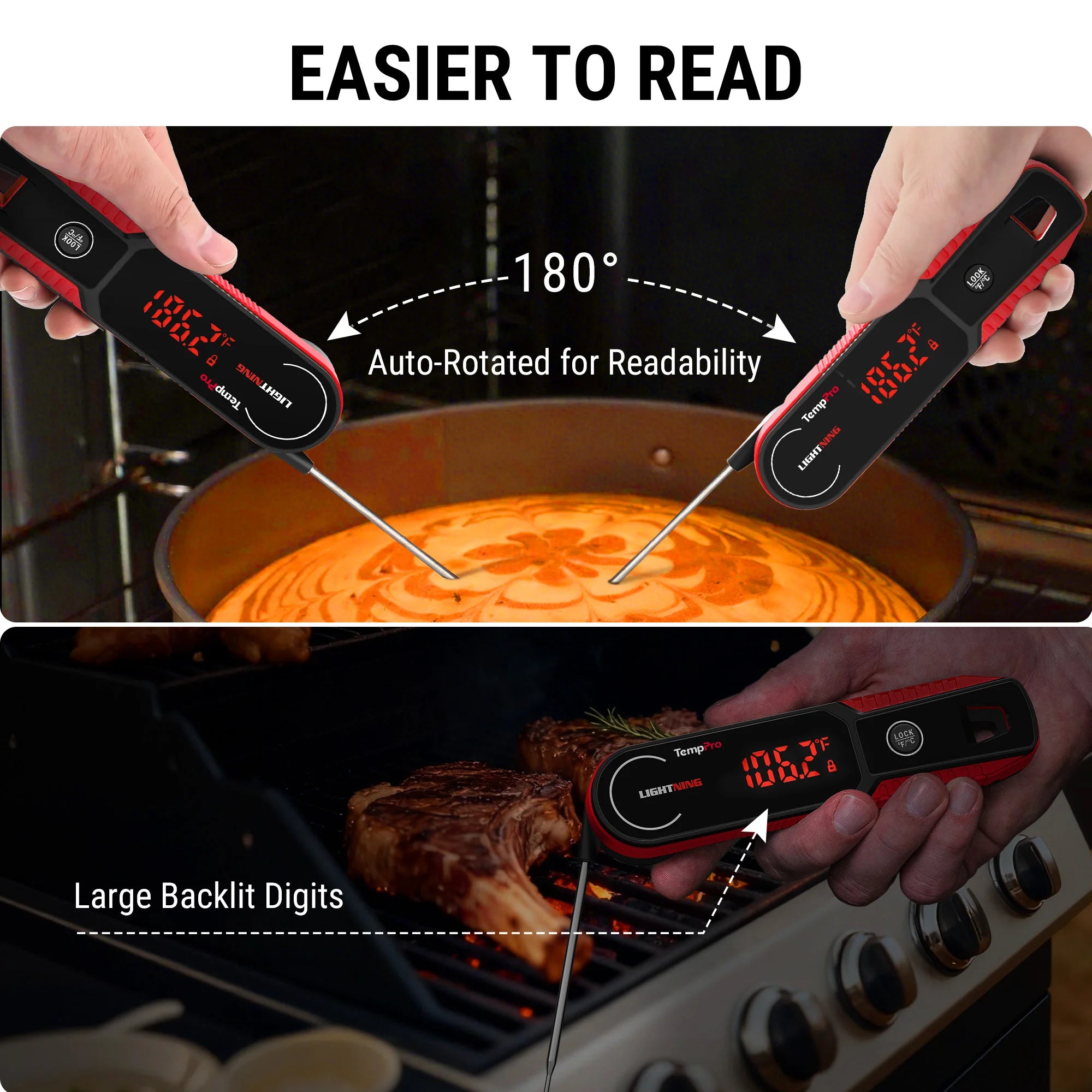 Termómetro para carne de lectura instantánea de un segundo ThermoPro TP622 Lightning