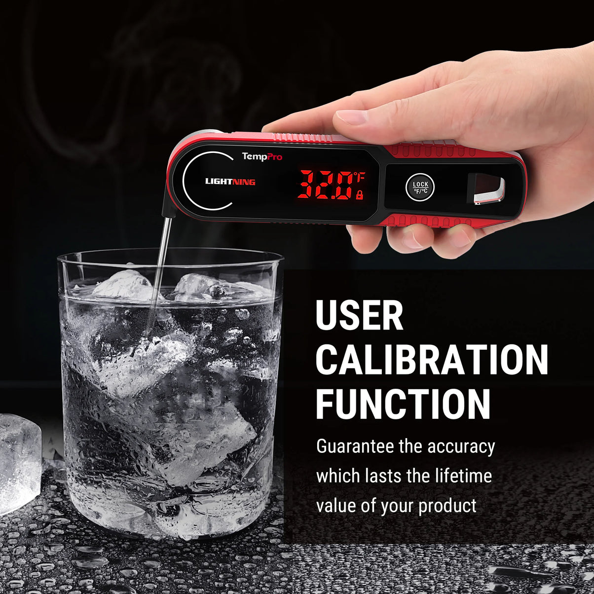 TempPro TP622W Lightning Instant-Read Meat Thermometer — 0.1-Second Read, ±0.5°F, 10-Year Warranty, Red·Store Edition