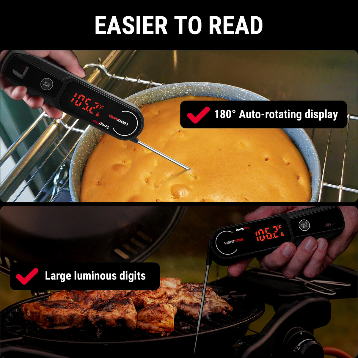 Thermomètre à viande instantané TempPro TP622 Lightning – Ultra-rapide, étanche