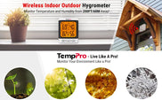 Thermomètre et hygromètre sans fil TempPro TP62B intérieur/extérieur — Portée de 150 m, max/min
