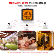 Thermomètre et hygromètre sans fil TempPro TP62B intérieur/extérieur — Portée de 150 m, max/min