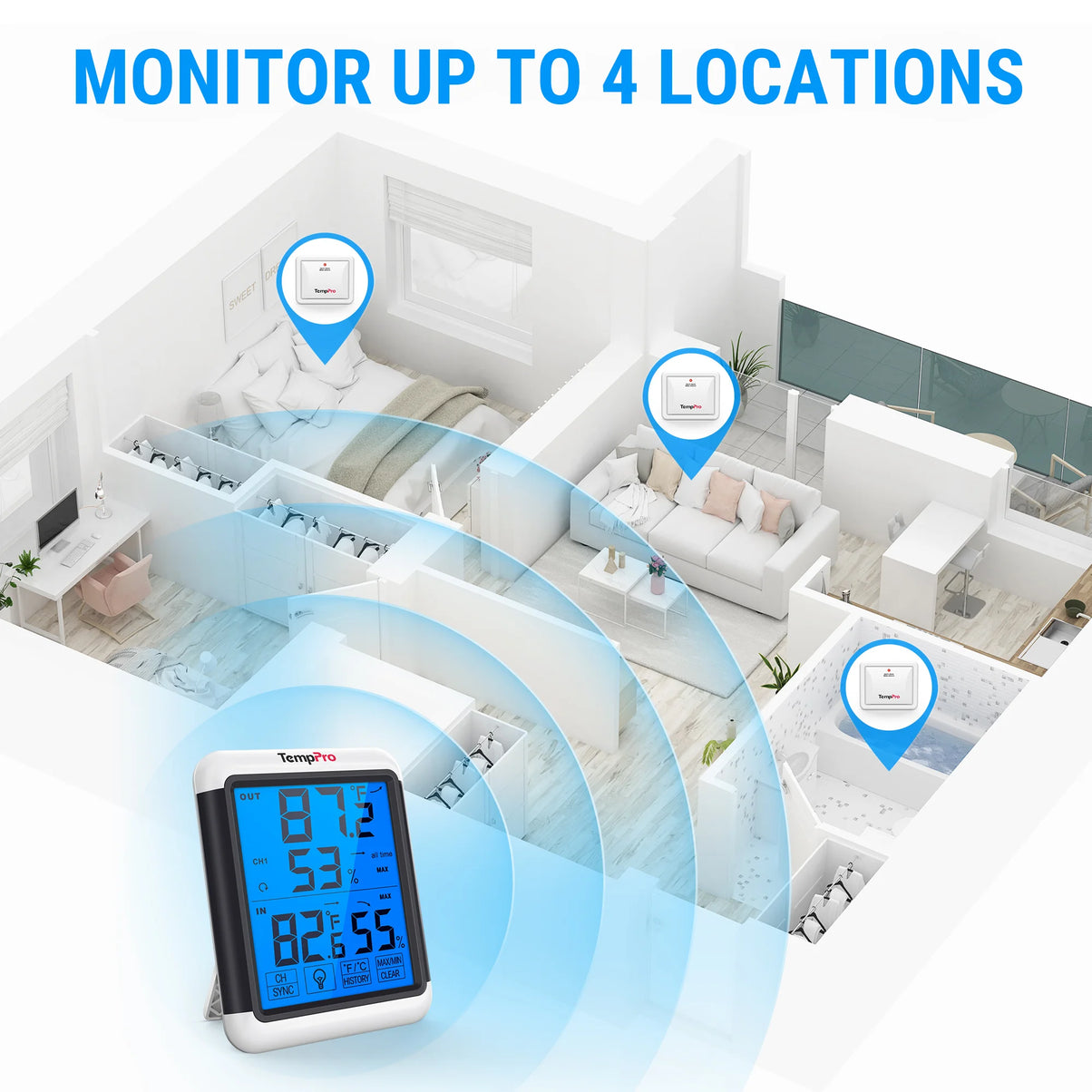 TempPro TempAir PLUS TP65B Wireless Indoor Outdoor Thermometer & Hygrometer — 4