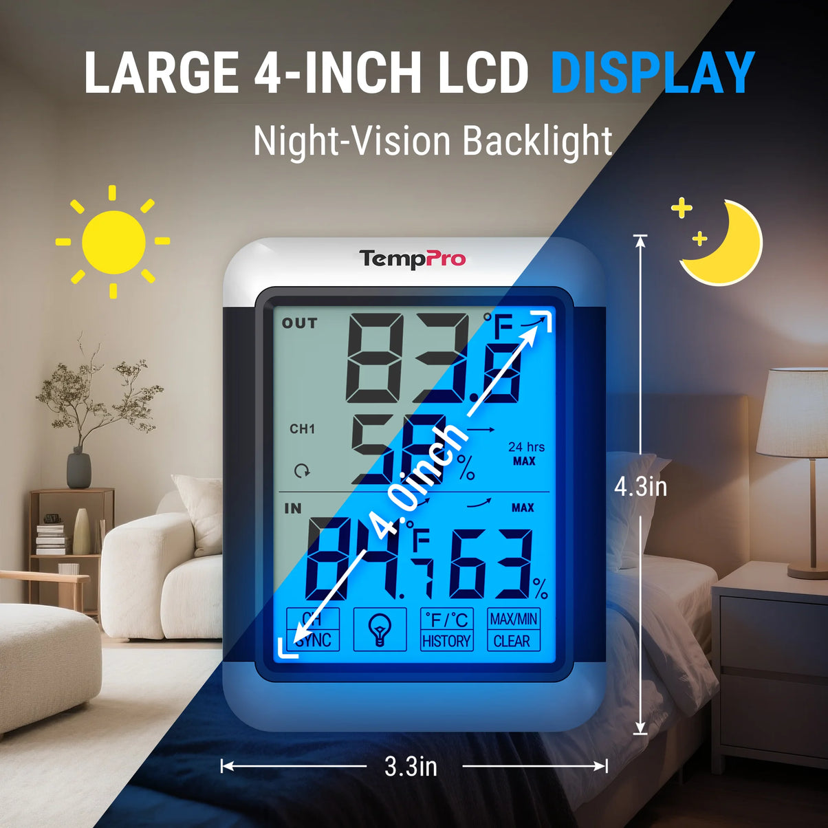 TempPro TempAir PLUS TP65B Wireless Indoor Outdoor Thermometer & Hygrometer — 4