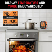 TempPro TempTrack CORE TP716 Leave-In Meat Thermometer — Oven-Safe Probe, Large Display