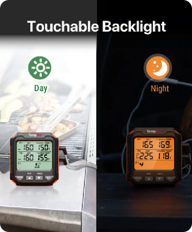 TempPro TempTrack PLUS TP717 Leave-In Meat Thermometer — Oven & Grill Safe, Backlit Display
