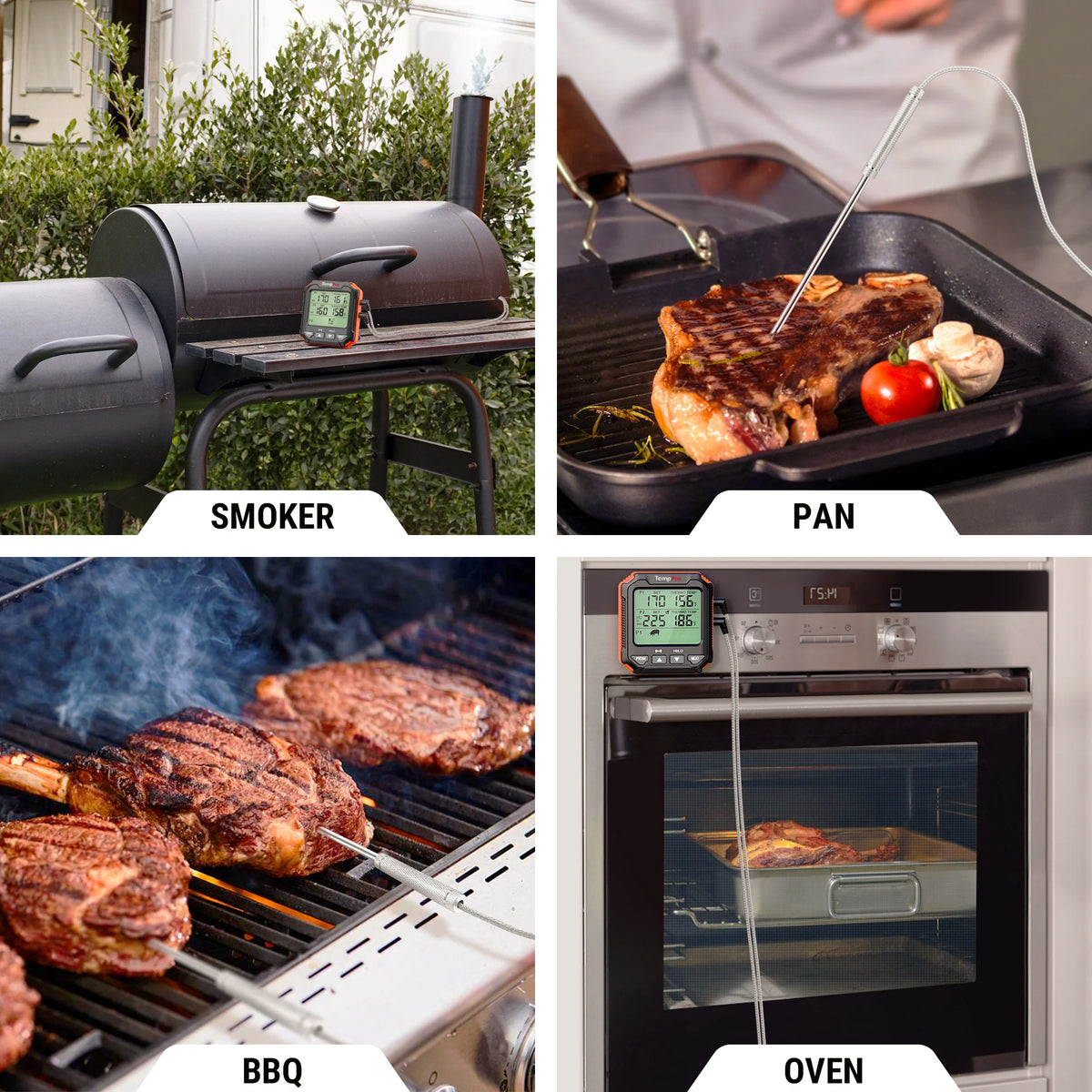 TempPro TempTrack PLUS TP717 Leave-In Meat Thermometer — Oven & Grill Safe, Backlit Display