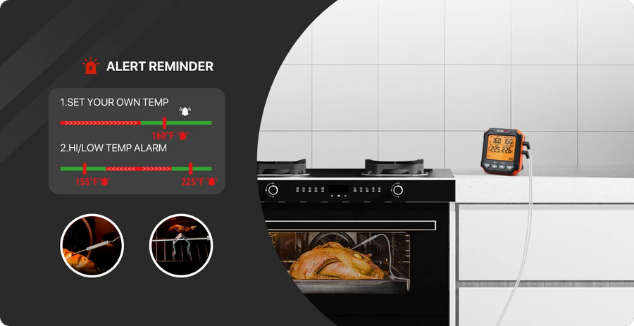 TempPro TempTrack PLUS TP717 Leave-In Meat Thermometer — Oven & Grill Safe, Backlit Display