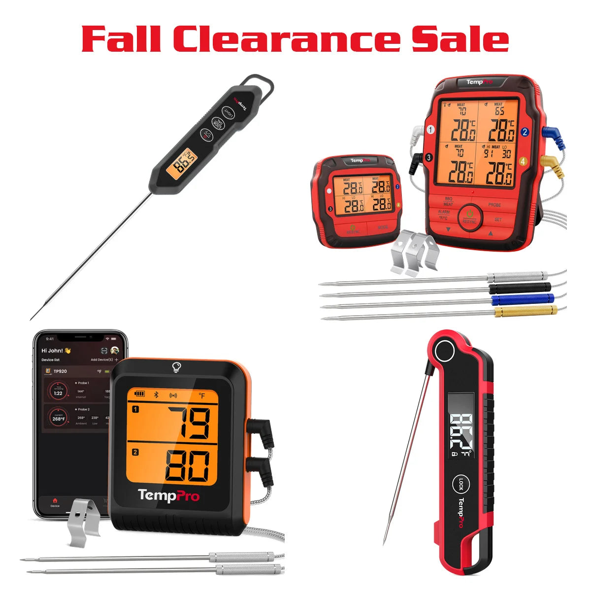Kit Pitmaster de 4 piezas: Inalámbrico de largo alcance de 1000 pies + Bluetooth + 2 lecturas instantáneas (valor de $210)