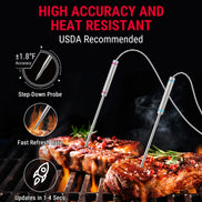 TempPro TempSync PLUS TP829B Wireless Meat Thermometer — 1000FT RF Range, 4 Probes & Dual Timers
