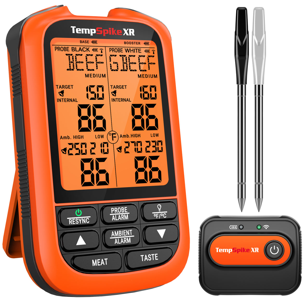 TempPro TempSpike XR TP863B Wireless Meat Thermometer — 2000FT RF Range, 2 Wire-Free Probes