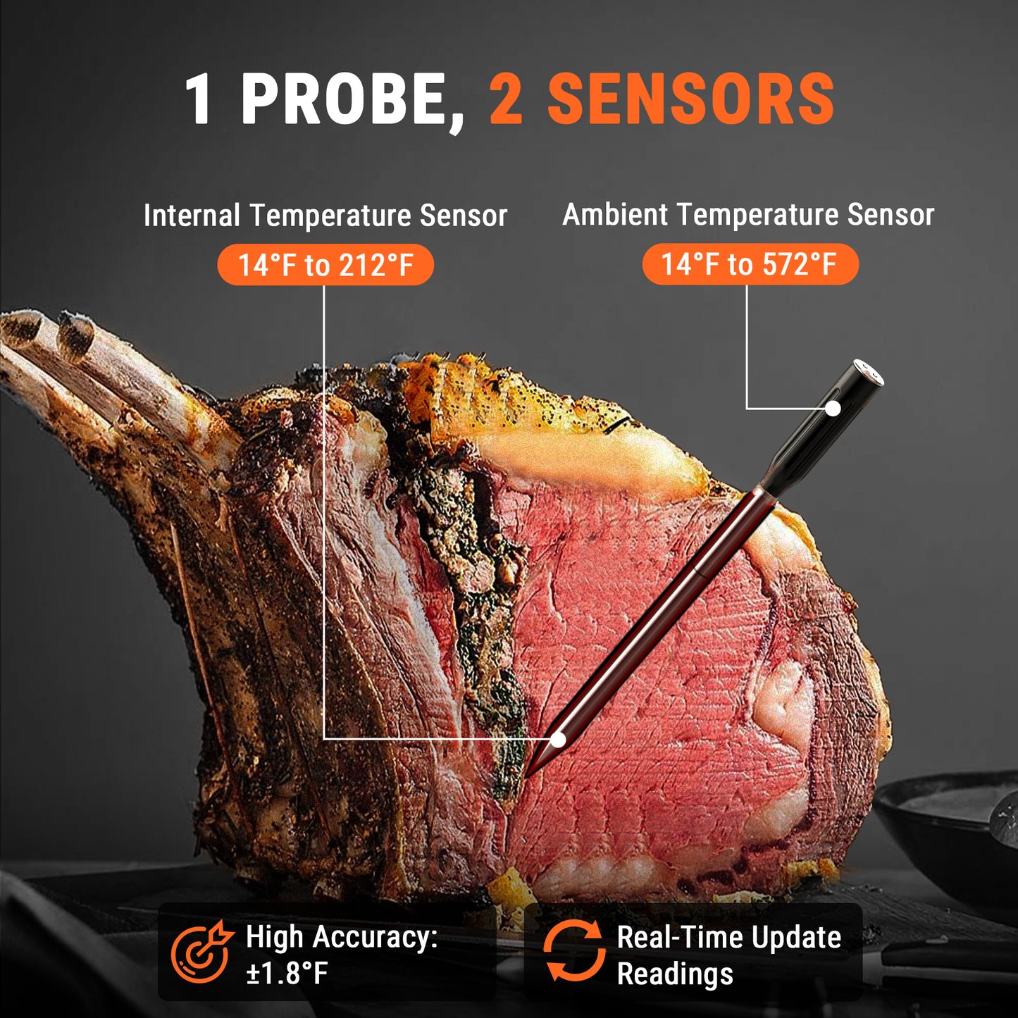 Thermomètre à viande véritablement sans fil TP962W Twin TempSpike