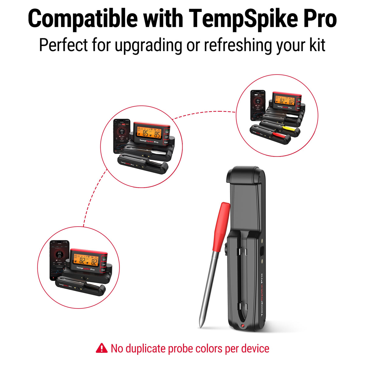Tim Probe TempPro TempSpike Pro Red Wireless Probe — Genuine Replacement, for TP