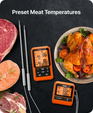 TempPro TempSync PLUS TP826 Wireless Meat Thermometer — 500FT RF Range, Dual Probes & BBQ Mode