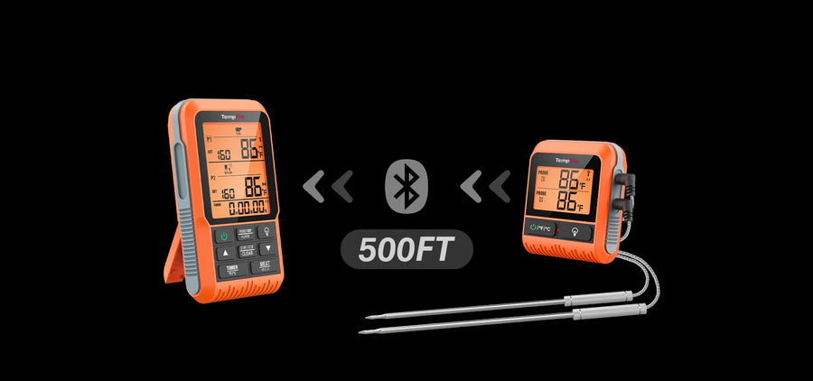 TempPro TempSync PLUS TP826 Wireless Meat Thermometer — 500FT RF Range, Dual Probes & BBQ Mode