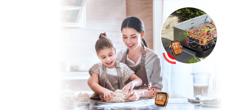 TempPro TempSync PLUS TP827B Wireless Meat Thermometer — 1000FT RF Range, 4 Color-Coded Probes
