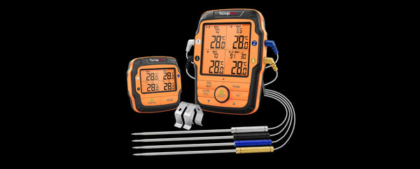 TempPro TempSync PLUS TP827B Wireless Meat Thermometer — 1000FT RF Range, 4 Color-Coded Probes