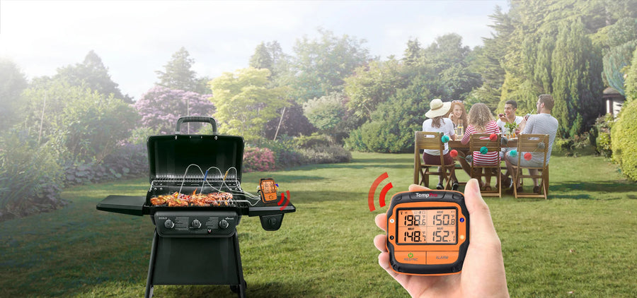 TempPro TempSync PLUS TP827B Wireless Meat Thermometer — 1000FT RF Range, 4 Color-Coded Probes