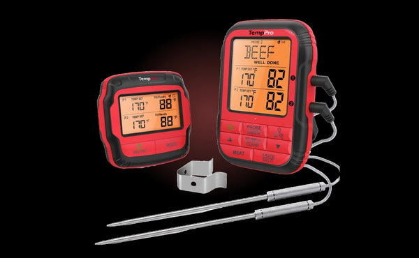 TempPro TempSync PLUS TP828BW Wireless Meat Thermometer — 500FT RF, Dual Probes, 4 Alarm Modes · Store Edition