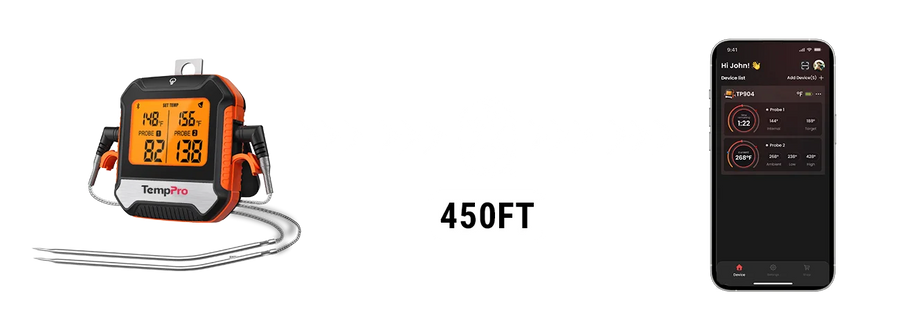TempPro TempSync ELITE TP904 Wireless Meat Thermometer — Smart Bluetooth, App Alerts