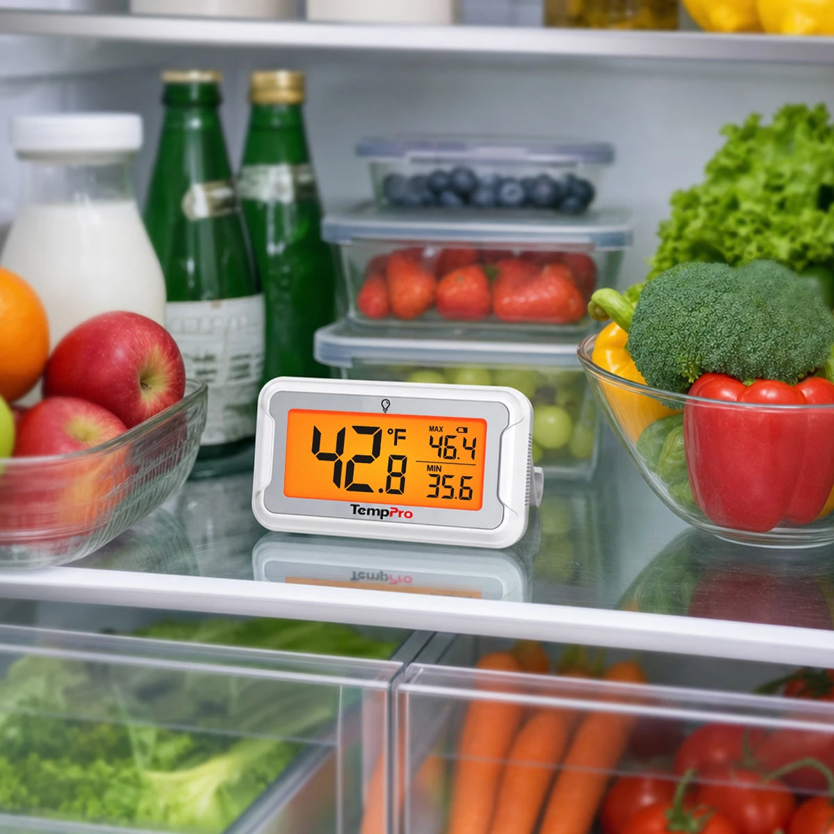 TempPro TP110 Digital Refrigerator & Freezer Thermometer — IPX6 Waterproof, ±1.8℉