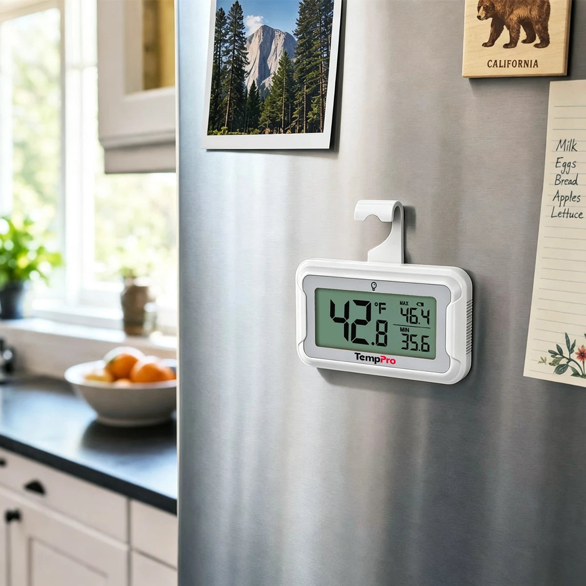 TempPro TP110 Digital Refrigerator & Freezer Thermometer — IPX6 Waterproof, ±1.8℉