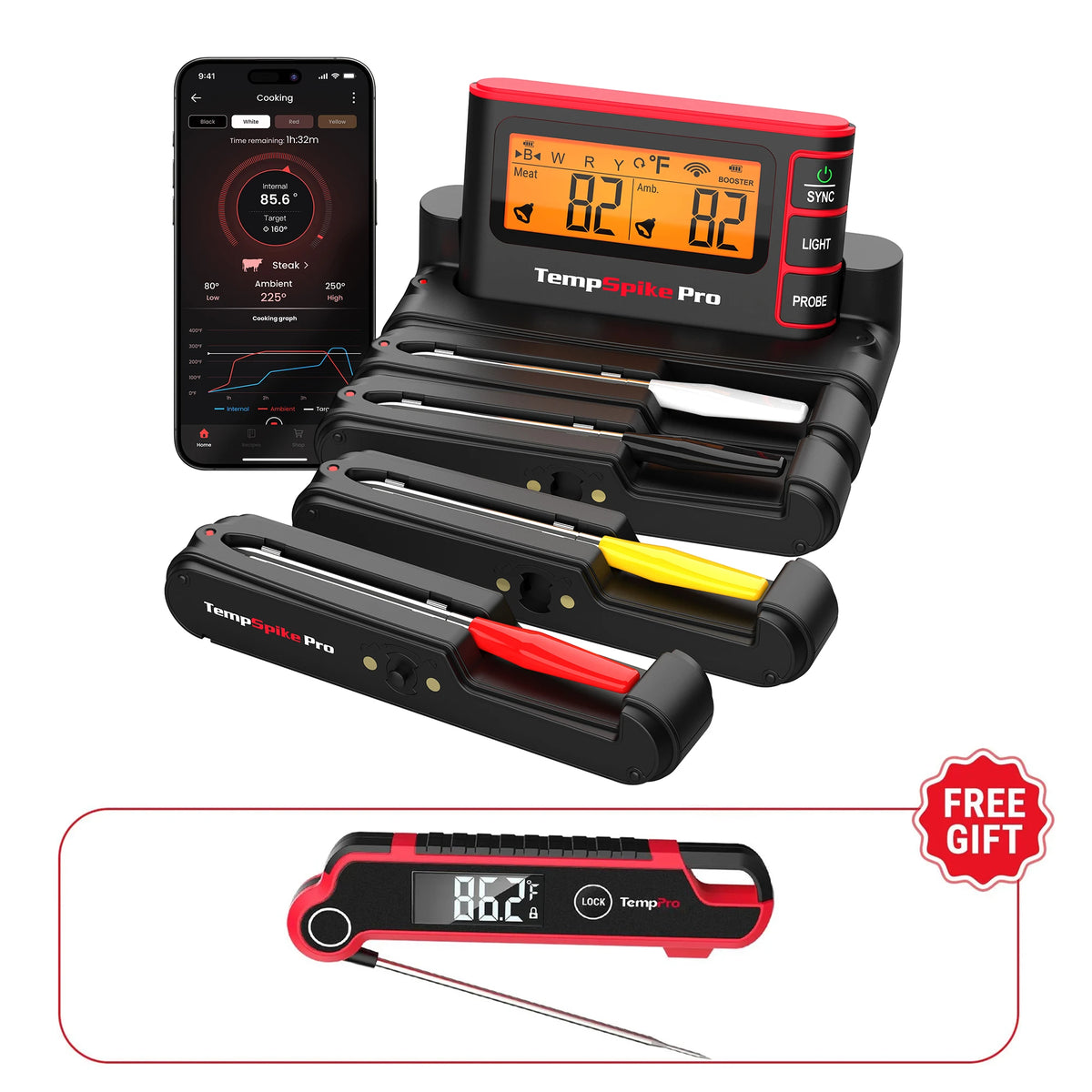 Temppro smart meat thermometer tp980 4 probes white background