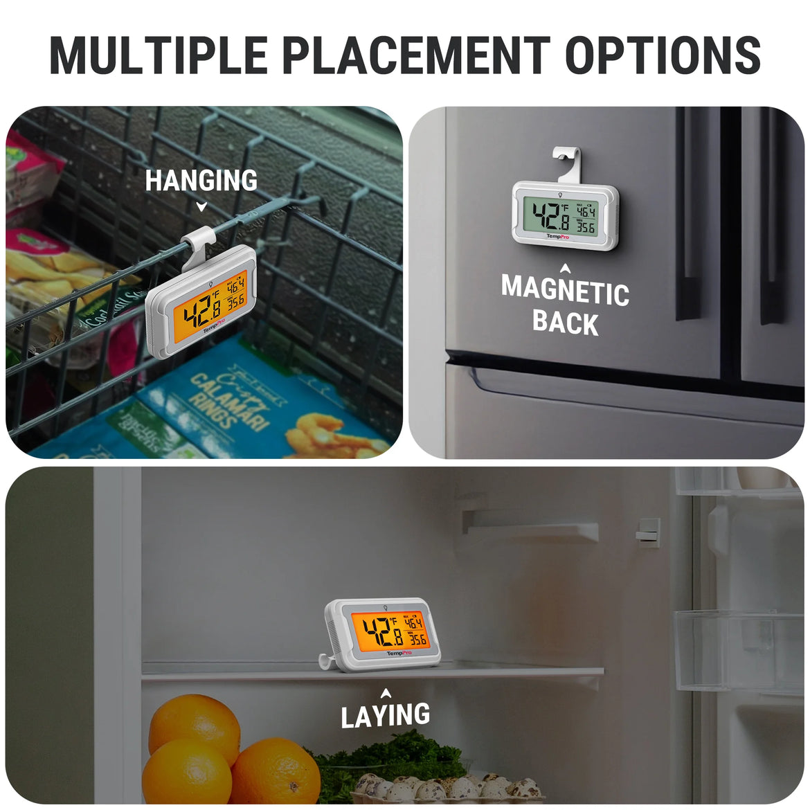 TempPro TempAir CORE TP110 Digital Refrigerator & Freezer Thermometer — IPX6 Waterproof, ±1.8℉