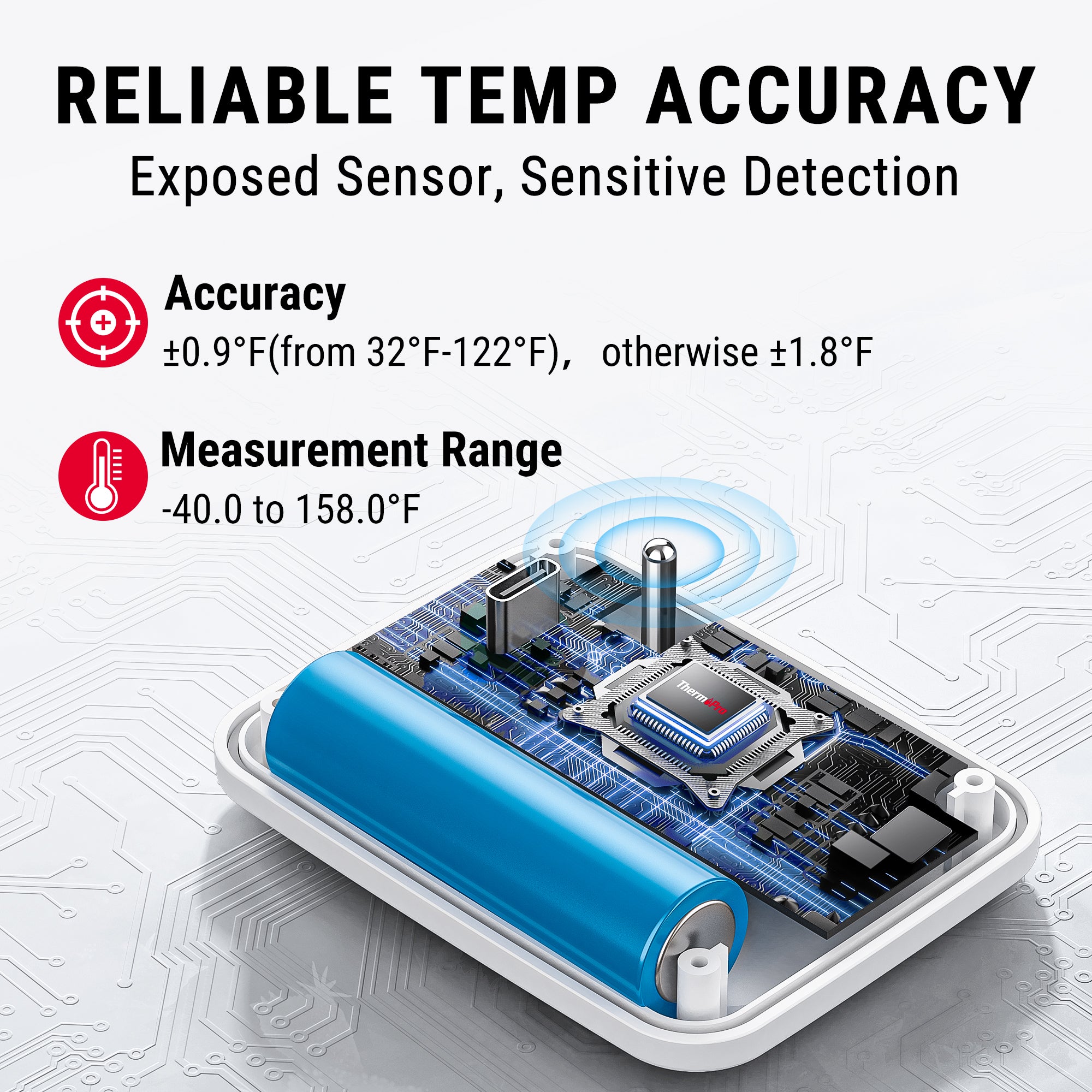TempPro TP210B 500 ft Wireless Freezer Refrigerator Thermometer with Dual Sensors
