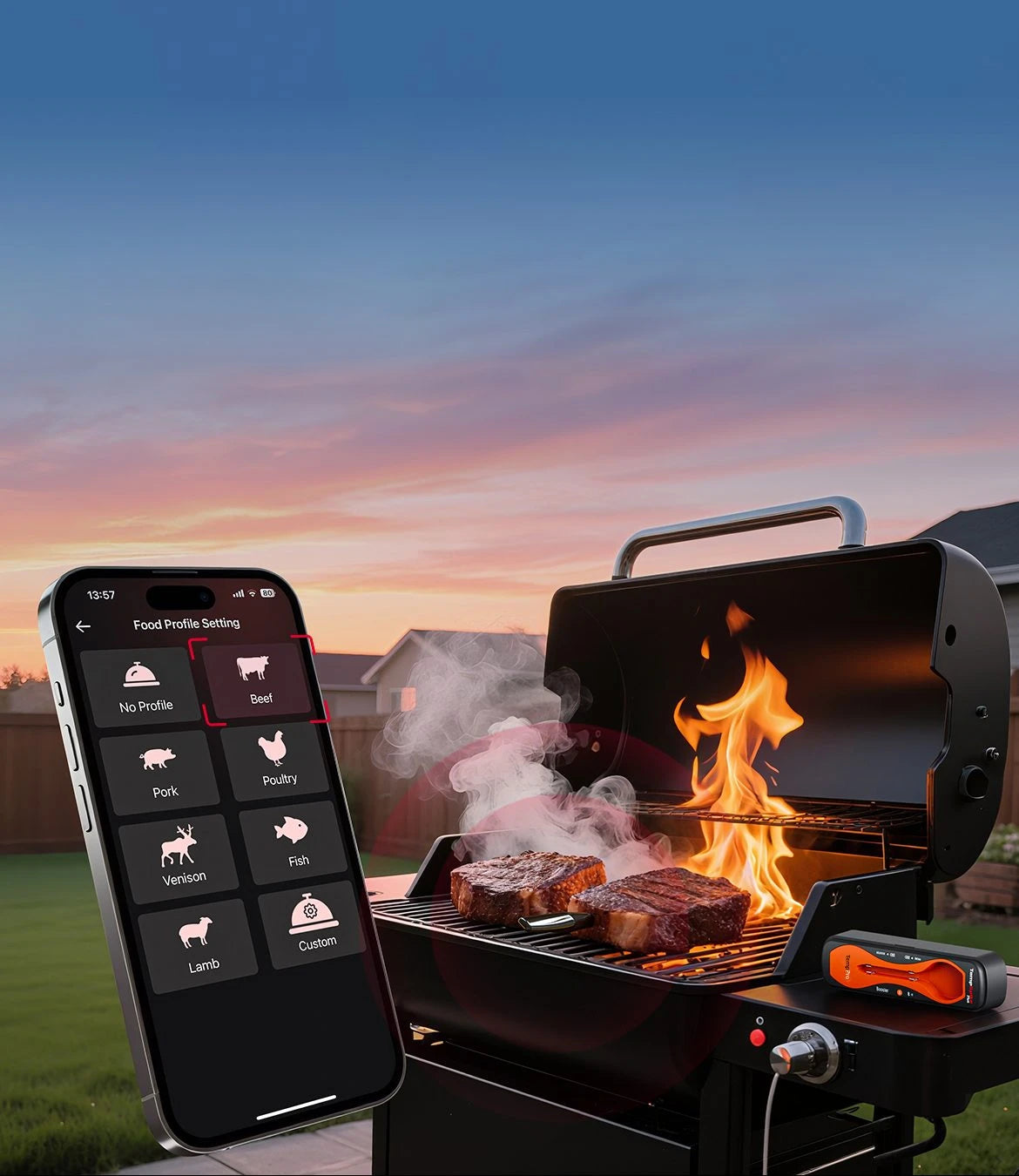 Termómetro inalámbrico para carne TP970 TempSpike Plus con Bluetooth (alcance de 182 m)