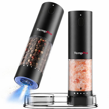 TempPro APG709 Electric Salt & Pepper Grinder Set — One-Handed, 2-Pack