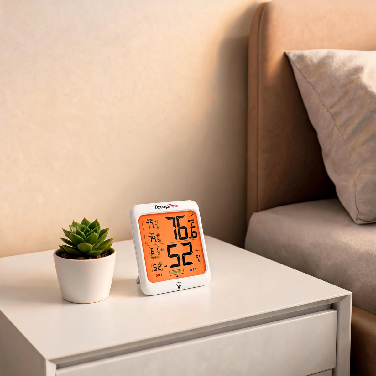 TempPro TempAir CORE TP53 Indoor Thermometer & Hygrometer — ±1°F/±2% RH, Comfort Indicator