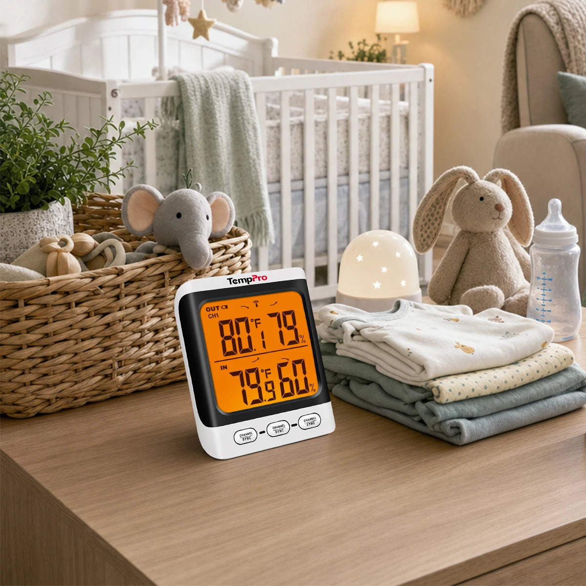 Thermomètre et hygromètre sans fil TempPro TP62B intérieur/extérieur — Portée de 150 m, max/min