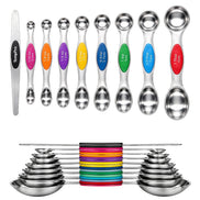 Juego de cucharas medidoras magnéticas TempPro ATY13: 9 piezas de acero inoxidable de doble cara con nivelador, compatibles con frascos de especias