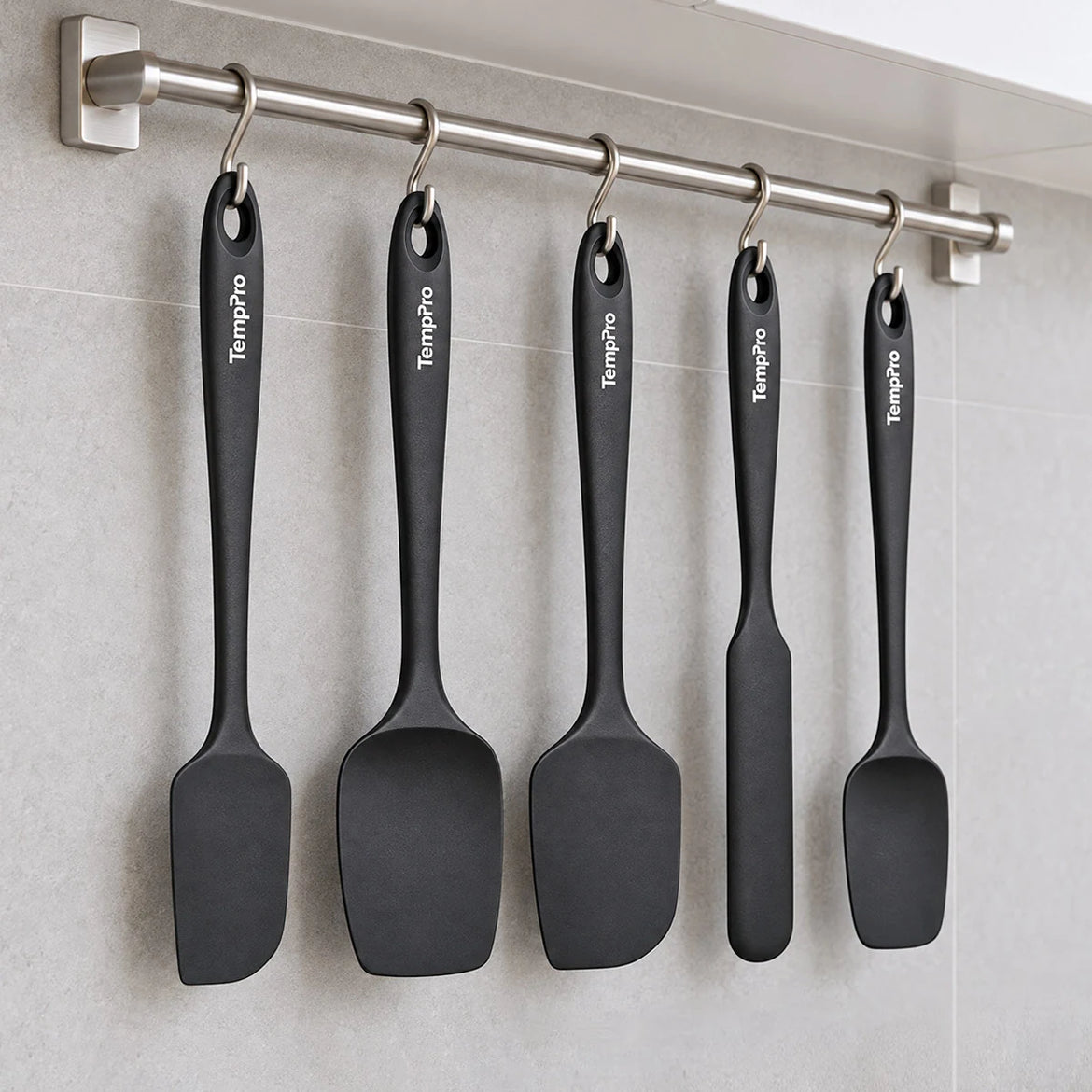 TempPro AYK042 5-Piece Silicone Spatula Set: Food-Grade, Heat-Resistant, Safe for Non-Stick Pans
