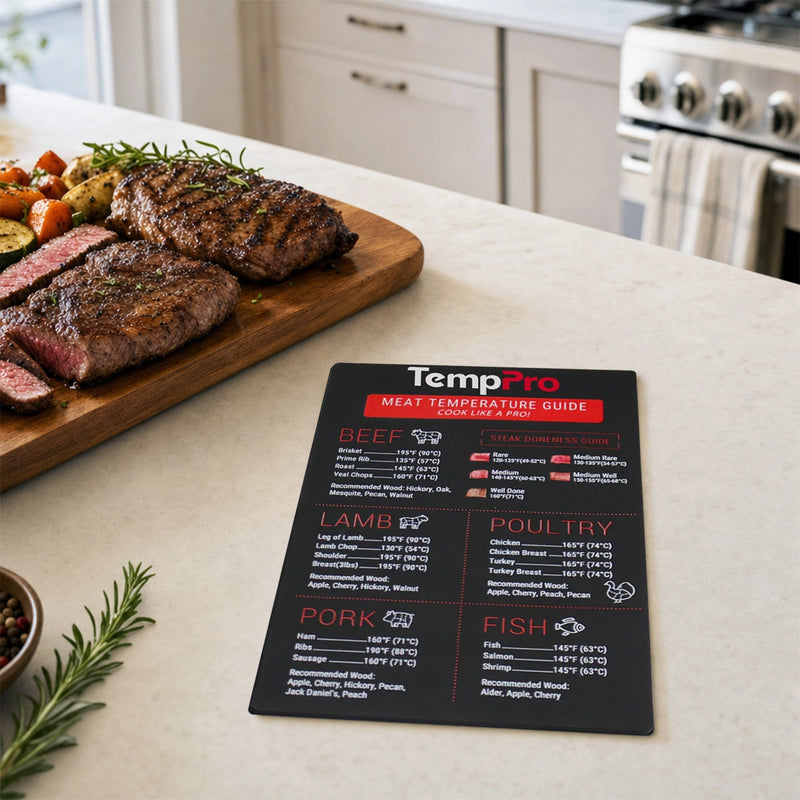 TempPro Meat Temperature Guide Sticker — Fridge Doneness Chart