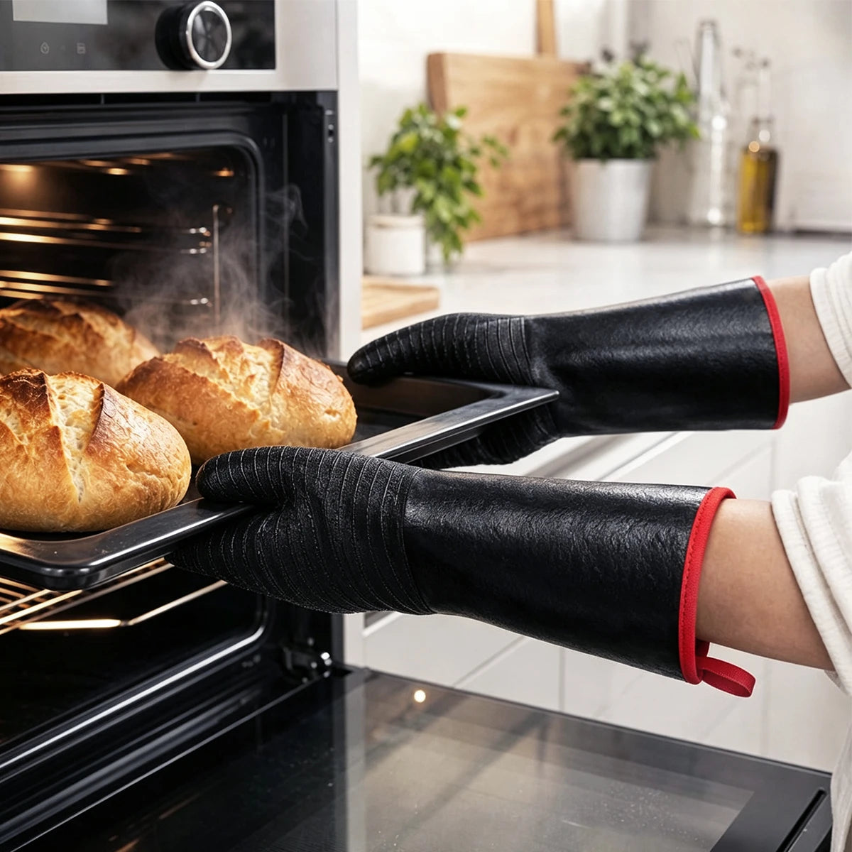 ThermoPro 932°F Heat Resistant BBQ Gloves – 14" Waterproof Neoprene Oven & Grill Gloves, Oil & Slip-Resistant, For Fire Pit, Smoker, Rotisserie – Great Gift For Men & Women