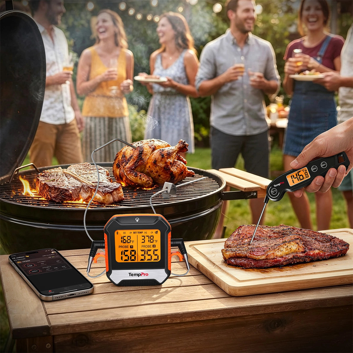 Thermomètre à viande Bluetooth TempPro TP904 + thermomètre à lecture instantanée TP605 — Ensemble avantageux