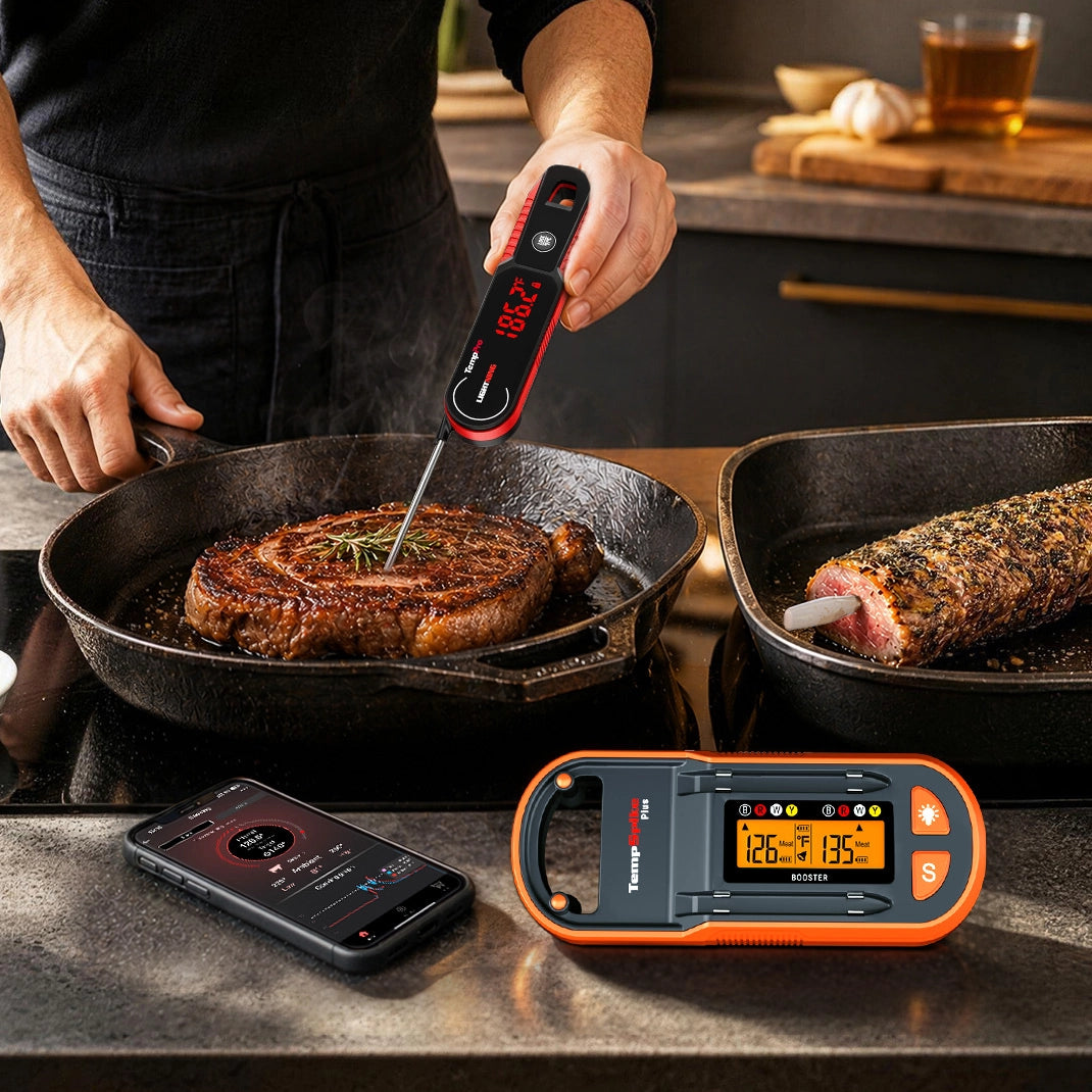 Thermopro Twin TempSpike Plus TP972 Thermomètre à viande sans fil + Thermomètre à lecture instantanée éclair TP622W — Ensemble économique