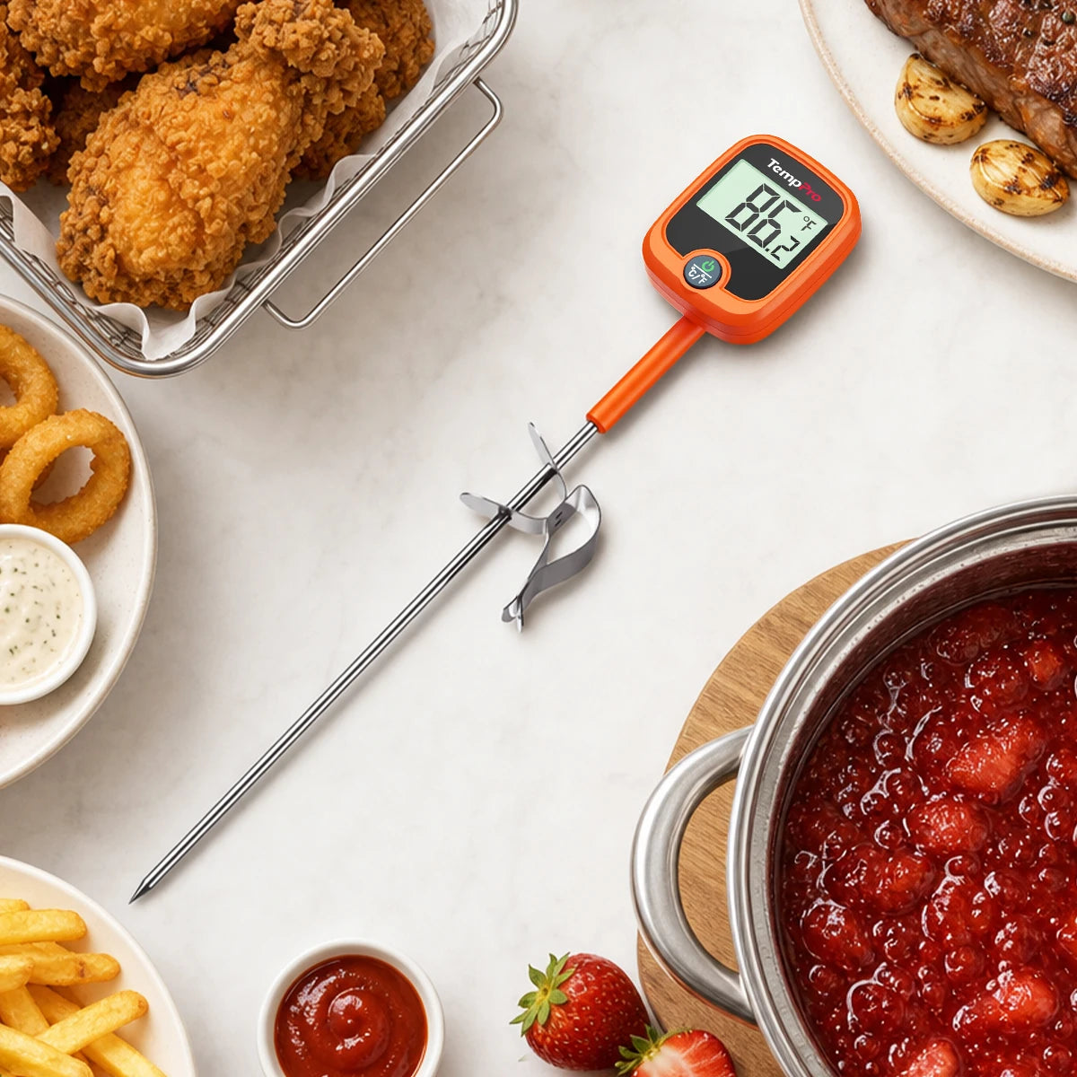 TempPro TempDip PLUS TP509 Digital Candy Thermometer — 8" Probe with Pot Clip
