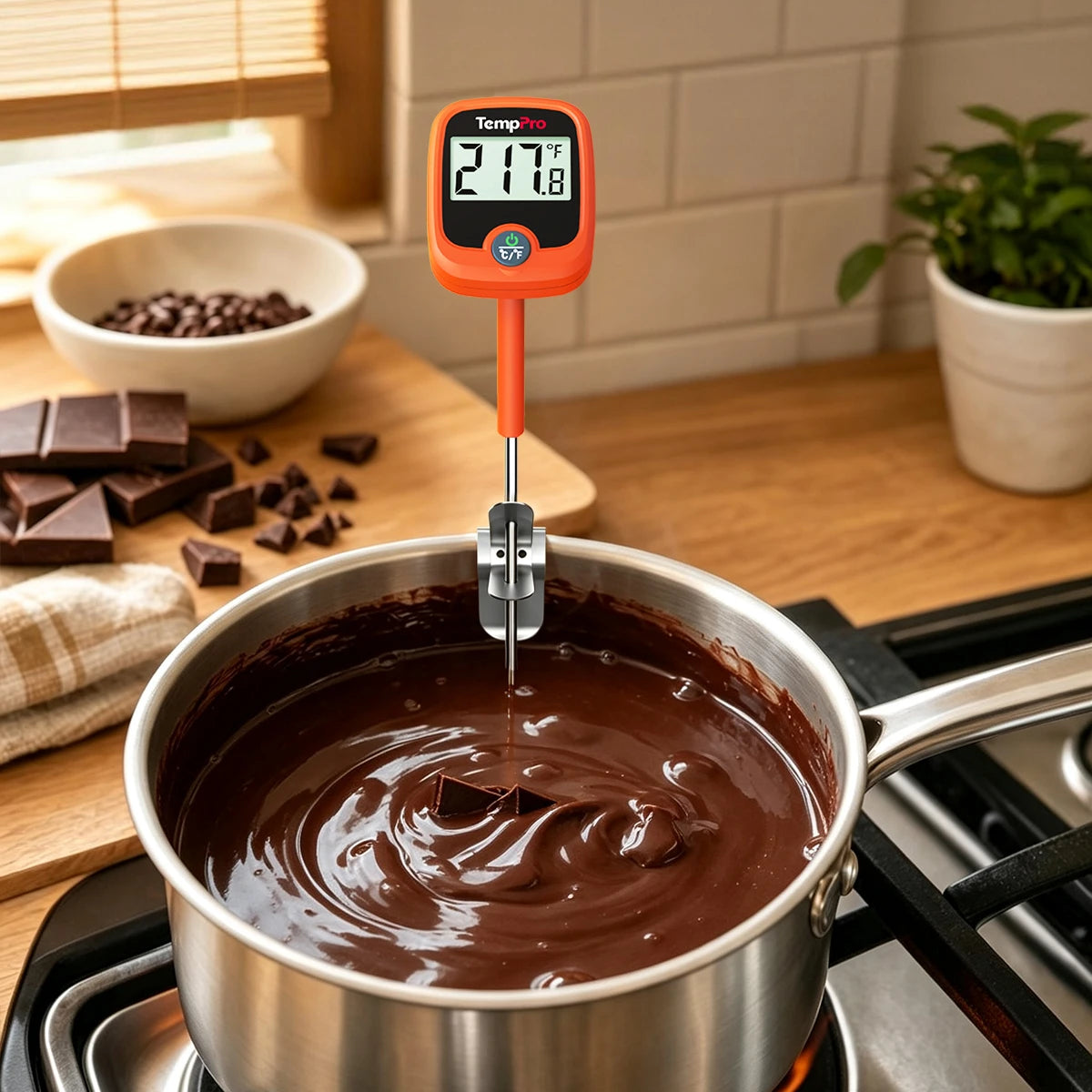 TempPro TempDip PLUS TP509 Digital Candy Thermometer — 8" Probe with Pot Clip