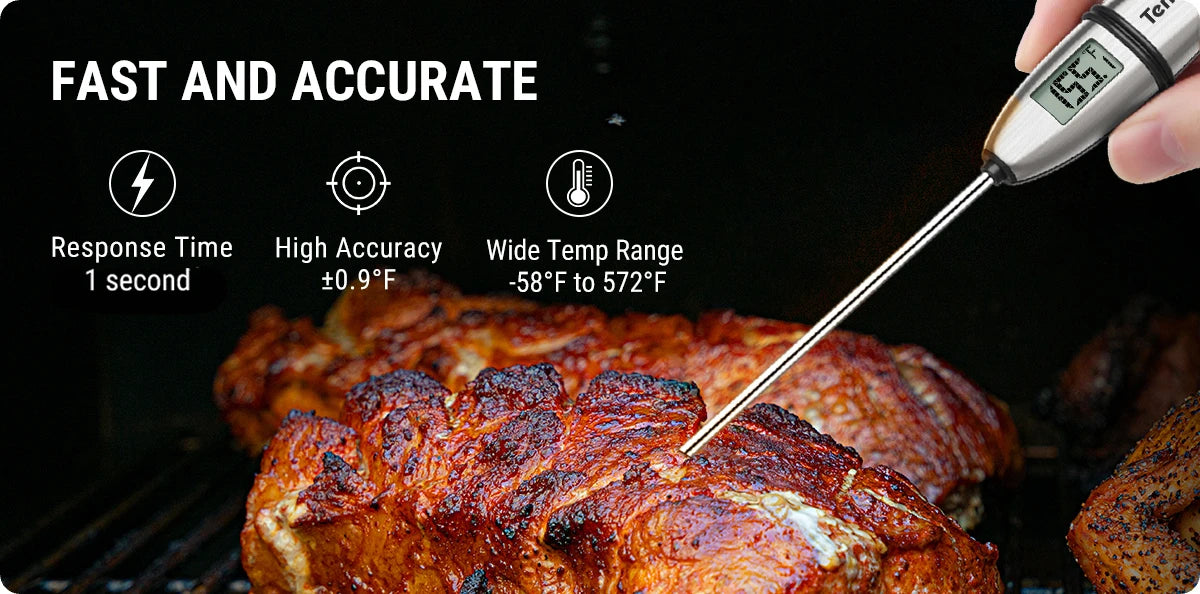 TempPro TP02S Instant-Read Meat Thermometer — 1-Second Read, 5.3