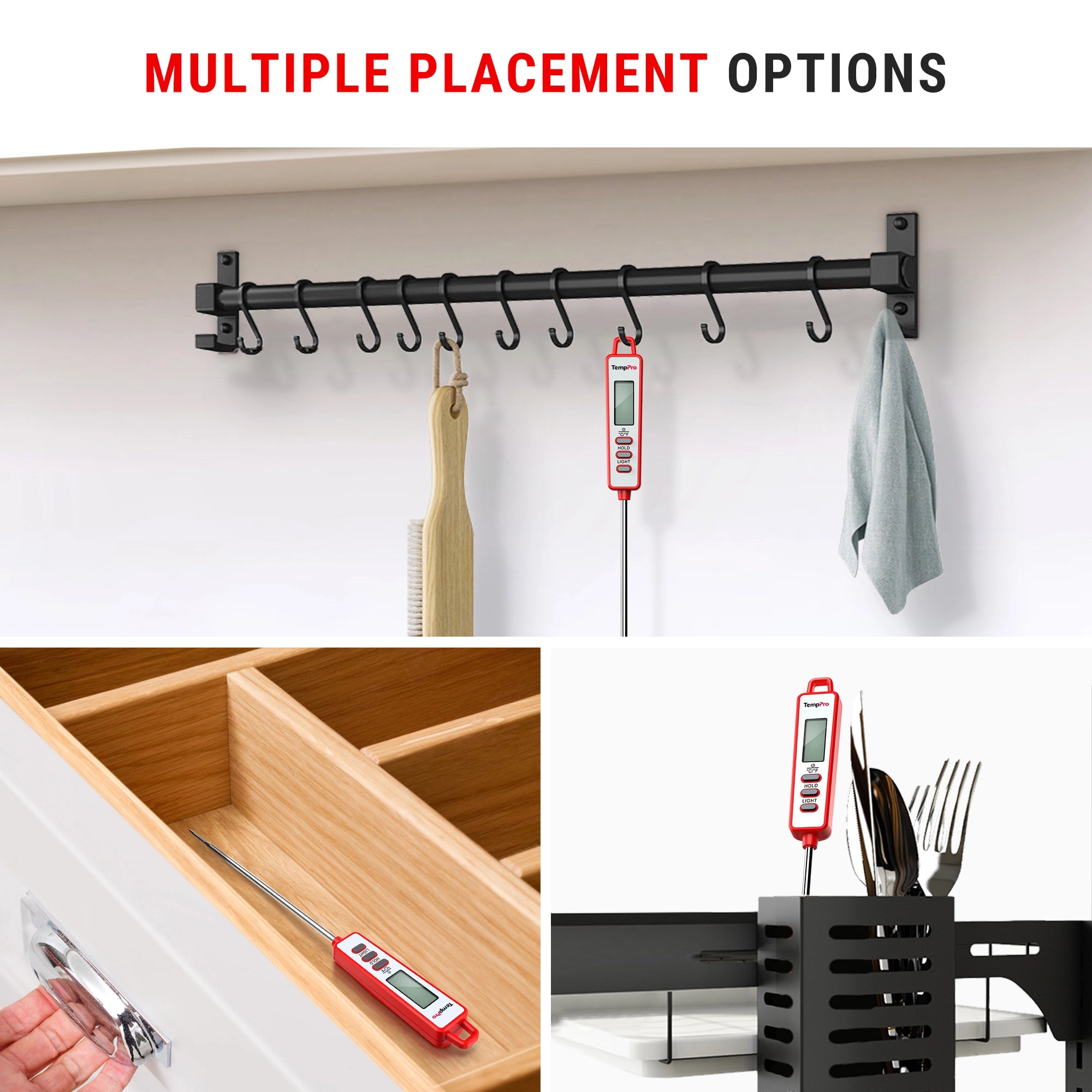 Thermomètre à viande instantané TempPro TP01AW — Sonde longue de 5,3 po, blanc · Édition magasin