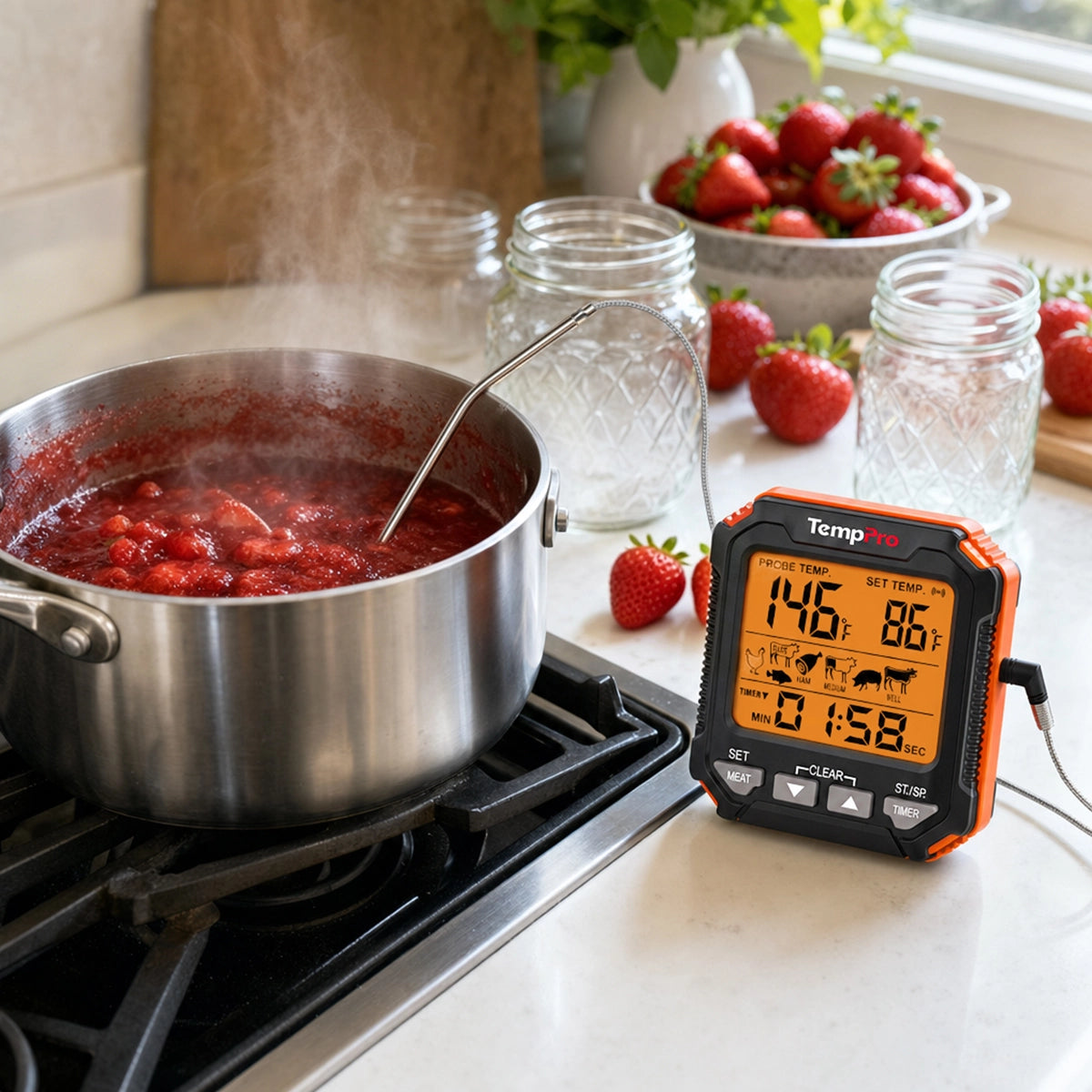 TempPro TP716 Leave-In Meat Thermometer — Oven-Safe Probe, Large Display