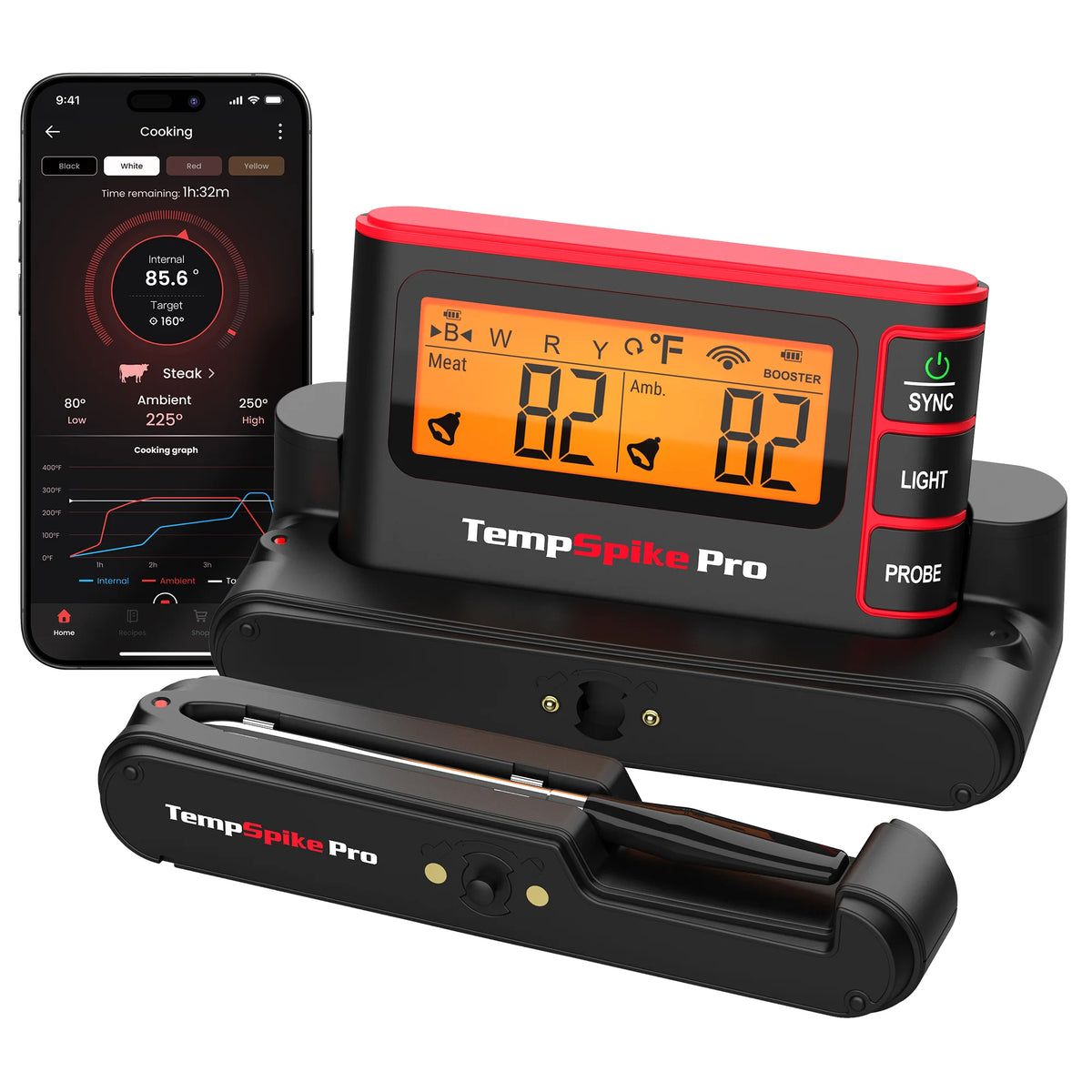 TempPro TempSpike Pro TP980 Smart Wireless Meat Thermometer — Up to 4 Probes, Wi-Fi, 1,060-ft Bluetooth
