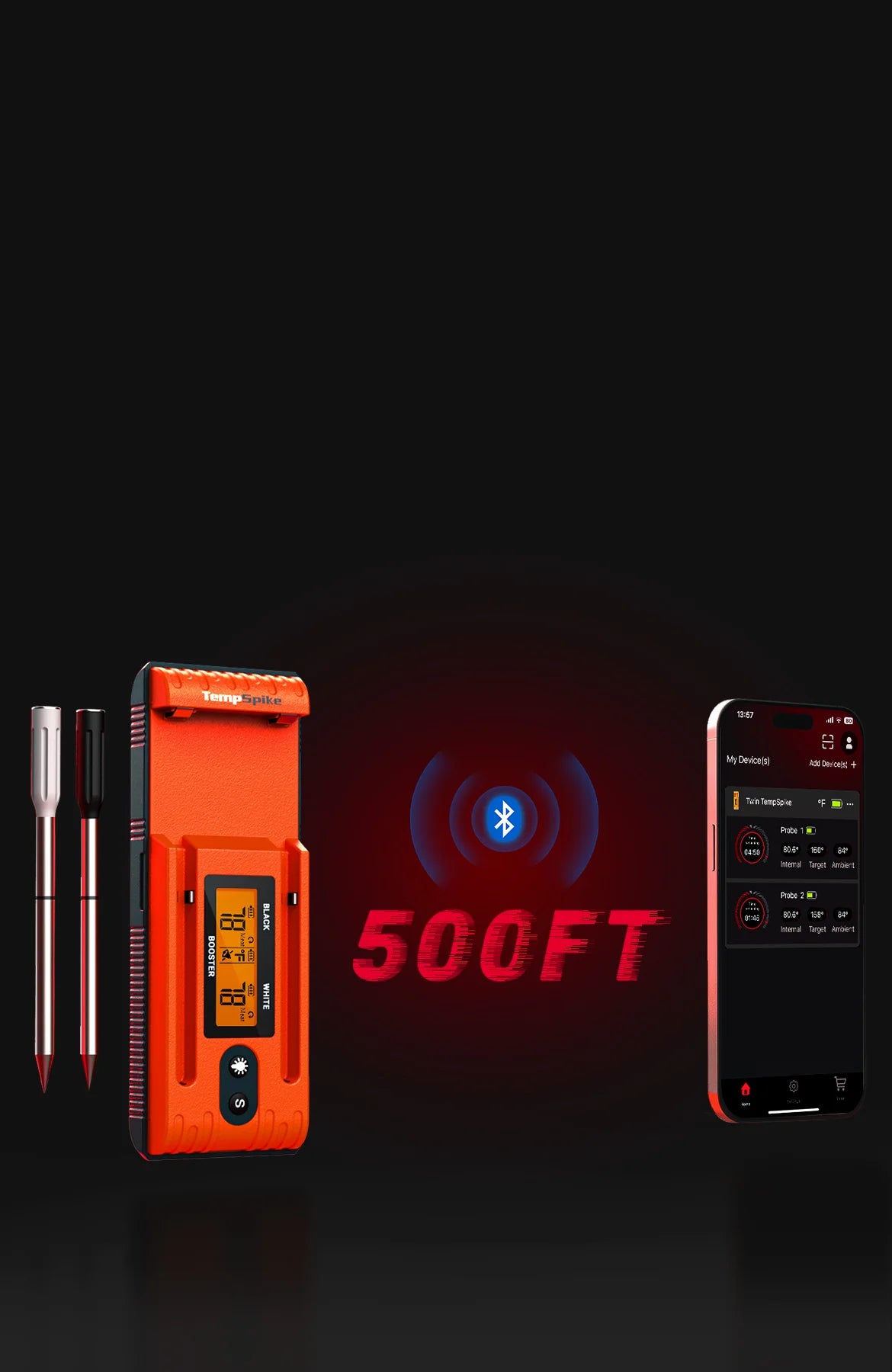 Thermomètre à viande Bluetooth sans fil TP962 Twin TempSpike – Portée de 150 m