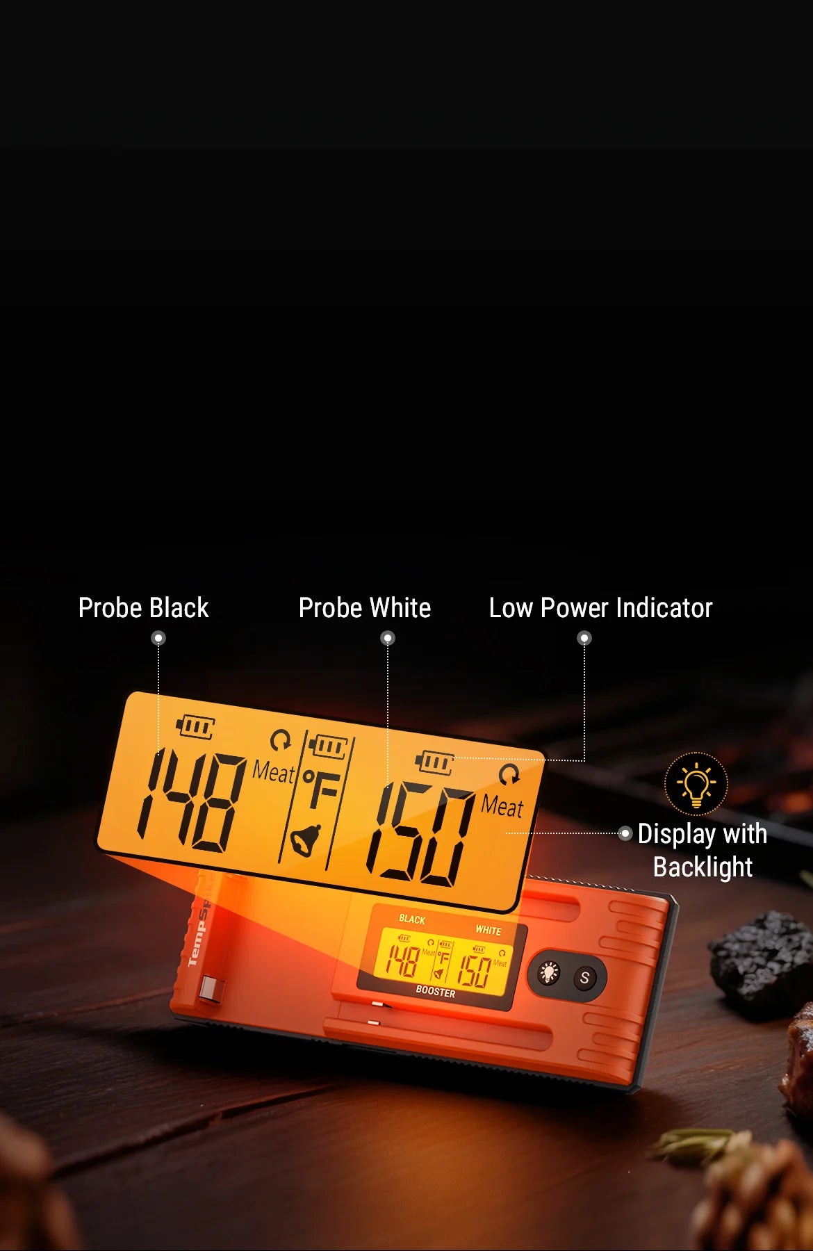 Thermomètre à viande Bluetooth sans fil TP962 Twin TempSpike – Portée de 150 m