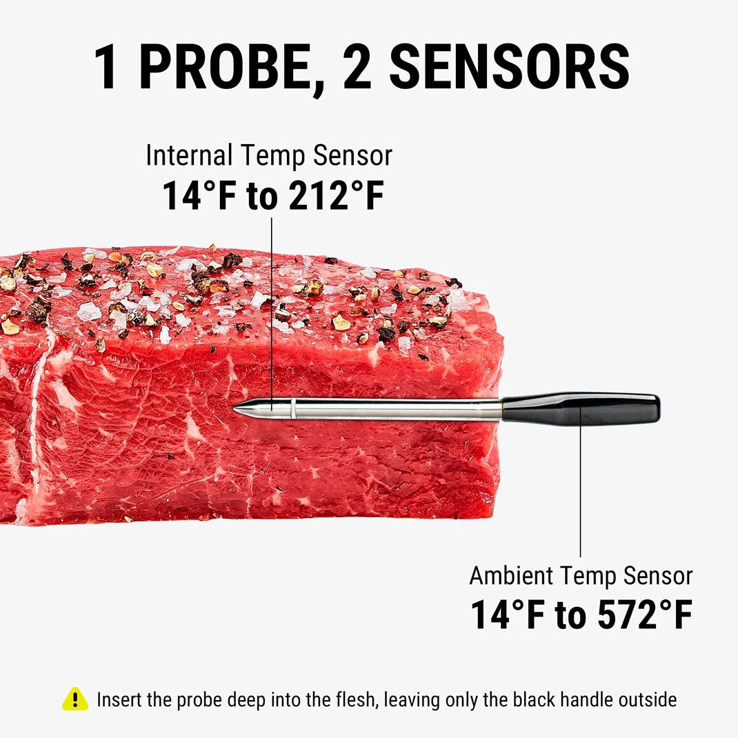Termómetro de Carne Inteligente Inalámbrico TempPro TempSpike Plus TP970 — Totalmente Inalámbrico, Bluetooth de 180 m