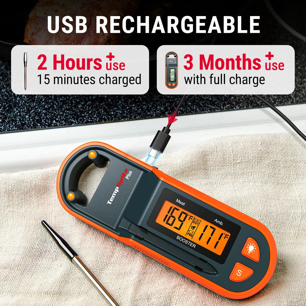 Thermomètre à viande intelligent sans fil TempPro TempSpike Plus TP971 — Véritablement sans fil, Bluetooth longue portée