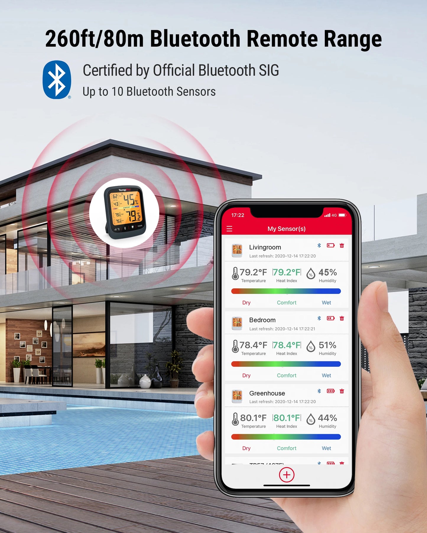 temppro Bluetooth Indoor Outdoor Thermometers TP359W main 2
